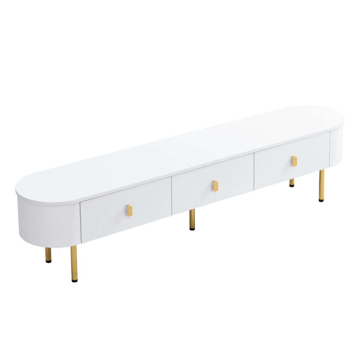 LOWBOARD 174/35/41 cm aus MDF mit 3 Schubladen und goldfarbenen Beinen Weiß - Weiß, Holzwerkstoff (174/41/35cm) - Modenvie