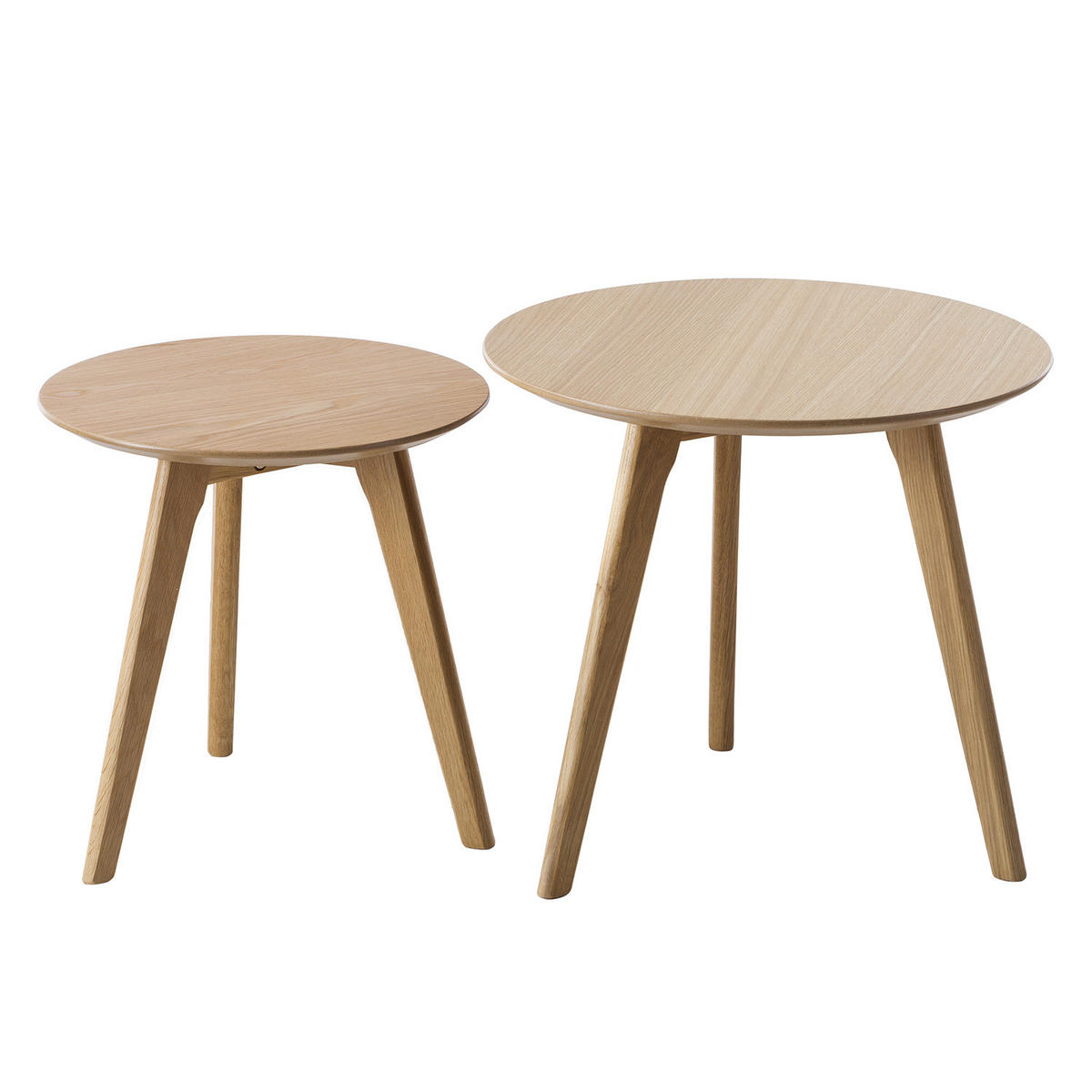 BEISTELLTISCH-SET - Eiche teilmassiv, Weiß / Eiche, 2-teilig - Eichefarben, Holzwerkstoff (50/50/45cm) - home24