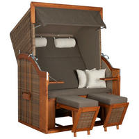 STRANDKORB Tinnum 2 Sitzer Pinie PE griseum - Braun/Grau, Metall (115/38/92cm) - Mr. Deko