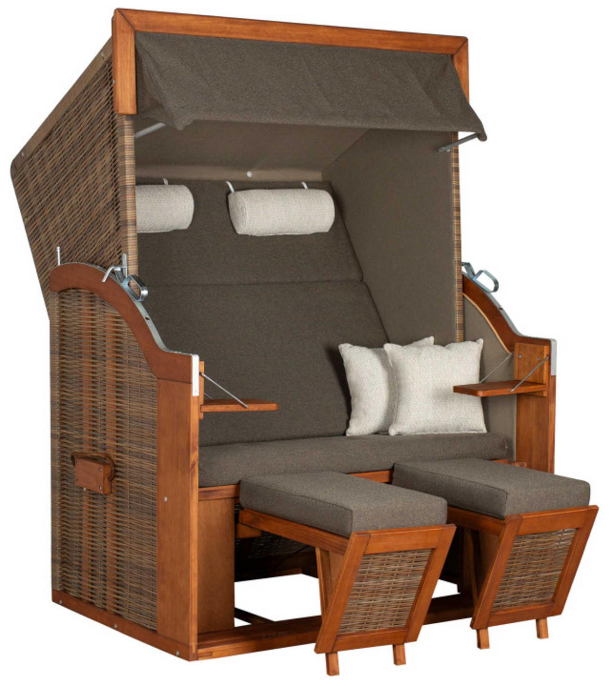 STRANDKORB Tinnum 2 Sitzer Pinie PE griseum - Braun/Grau, Metall (115/38/92cm) - Mr. Deko