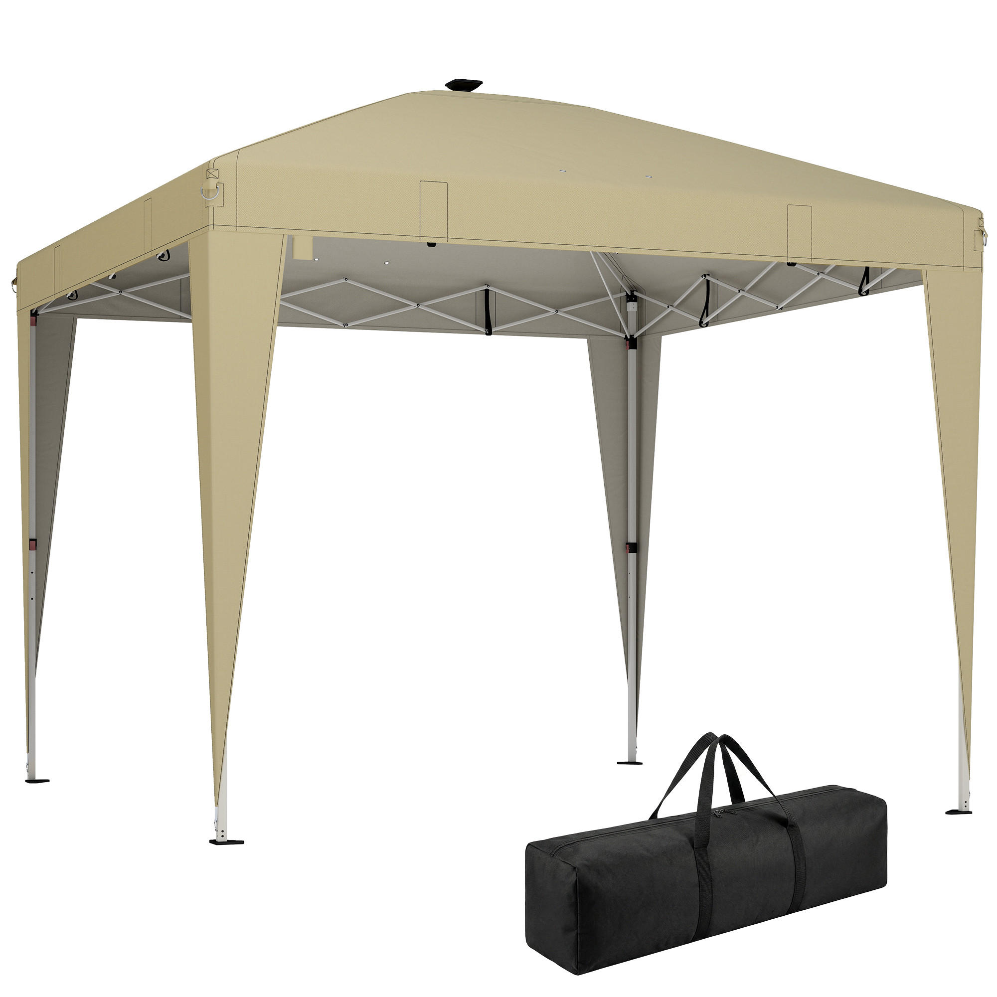 PAVILLON DE-14066 mit Beleuchtung, höhenverstellbar, Fernbedienung Creme - Creme, Metall (297/288/297cm) - ComfortXL