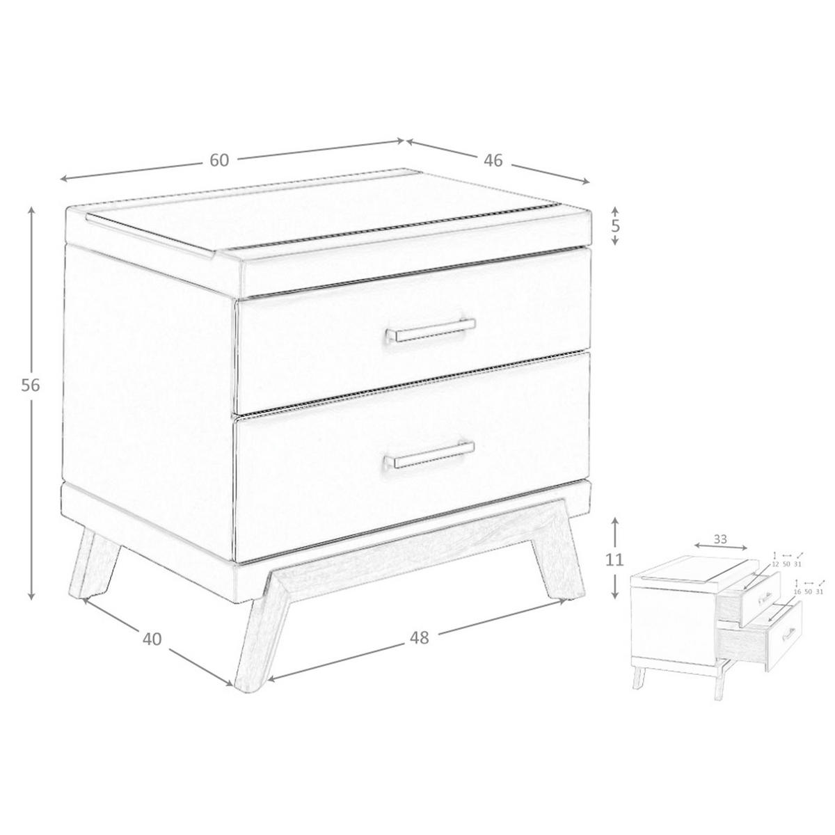 NACHTSCHRANK Nachttisch aus Kunstleder, Nussbaum mit schwarzer Glasplatte 60/46/56 cm - Walnussfarben/Schwarz, Holz (60/56/46cm) - ANGEL CERDA