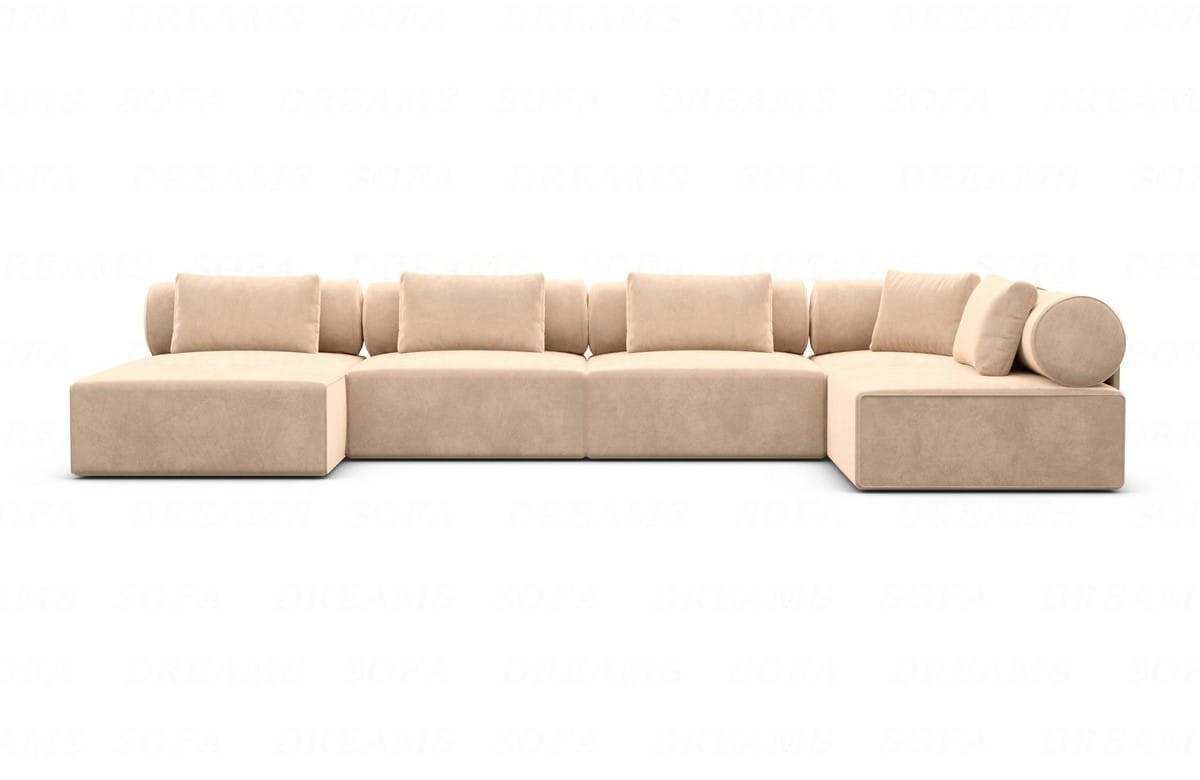 WOHNLANDSCHAFT Cipriani Beige Samtstoff - Beige, Kunststoff (400/77/200cm)