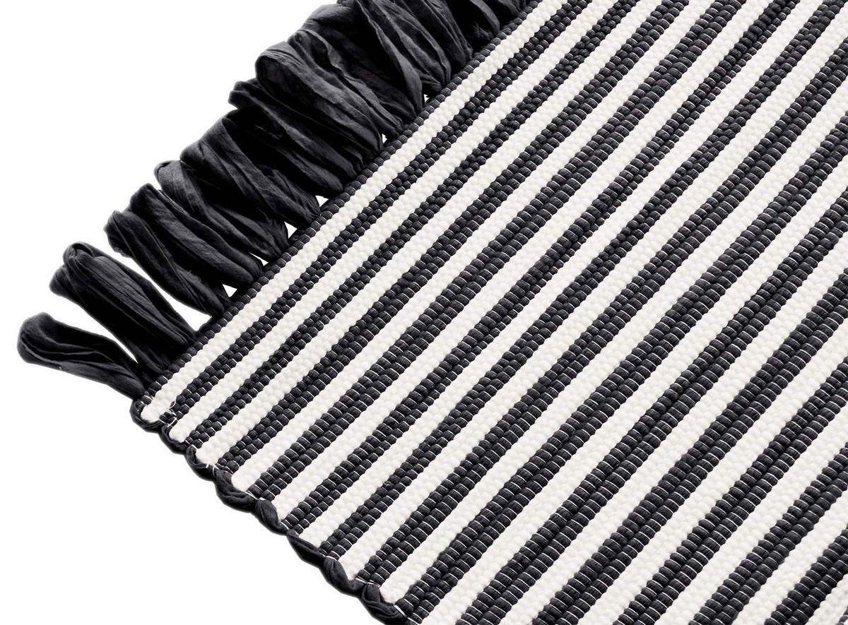 HANDGEWEBTER Läufer 50x70 cm Schwarz - Schwarz, Naturmaterialien/Textil (50/70cm) - Lashuma