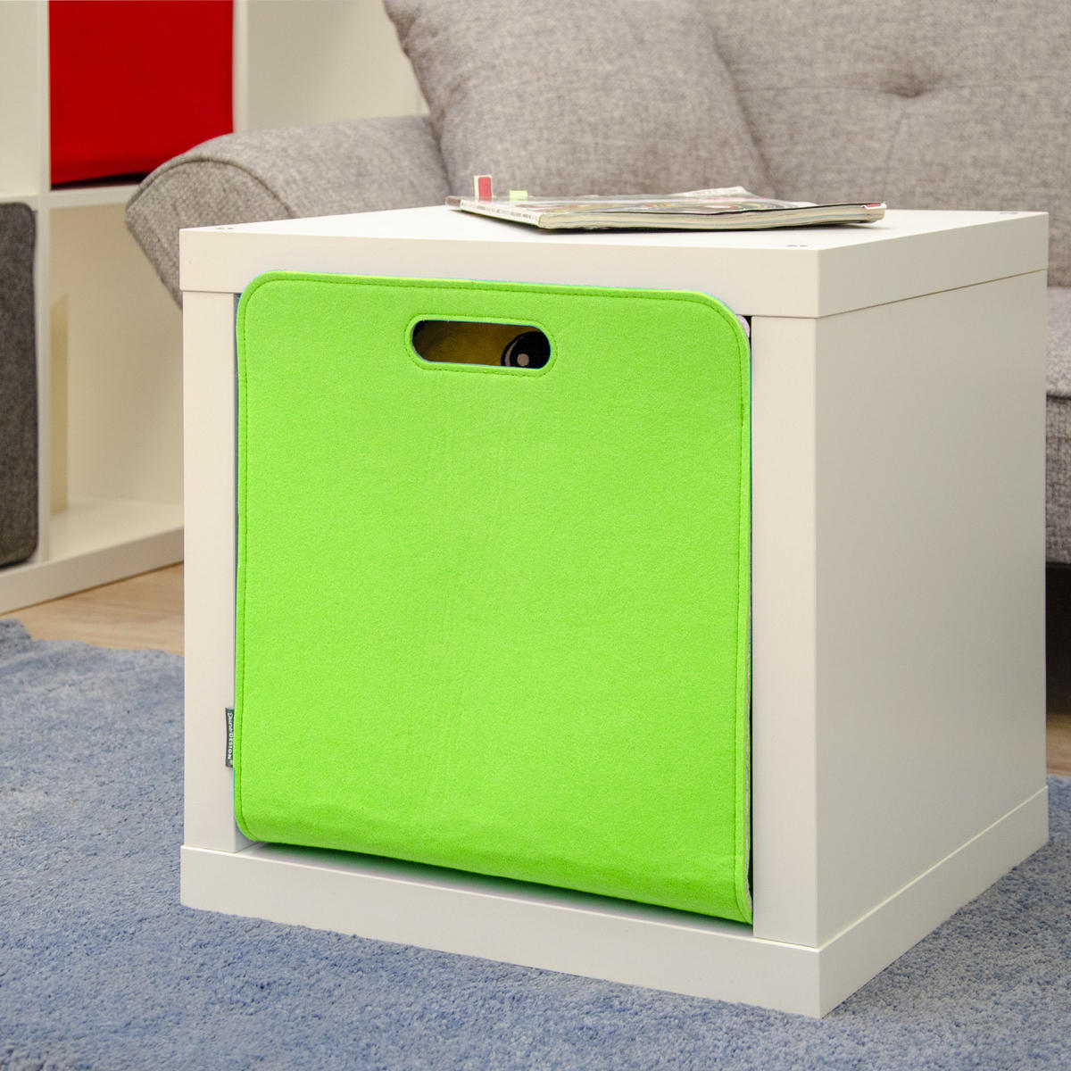 AUFBEWAHRUNGBOX 4er Set 33/38, graugrün - Limette/Grau, Kunststoff (33/33/38cm) - Dunedesign