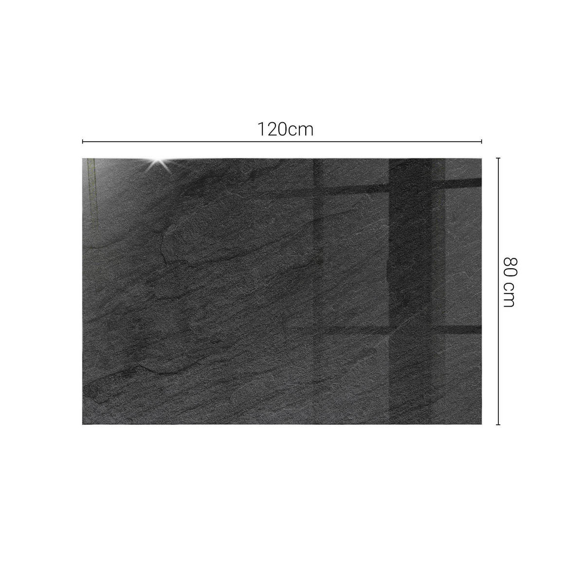 TISCHPLATTE 120x80 cm Natursteinstruktur - Schwarz, Glas (120/80/0.4cm) - TULUP