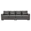 SOFA 4-Sitzer Leinenstoff Armlehnentaschen & 4 Kissen Modern Dunkelgrau - Grau, Holz (71/27.5/55.5cm) - FLIEKS