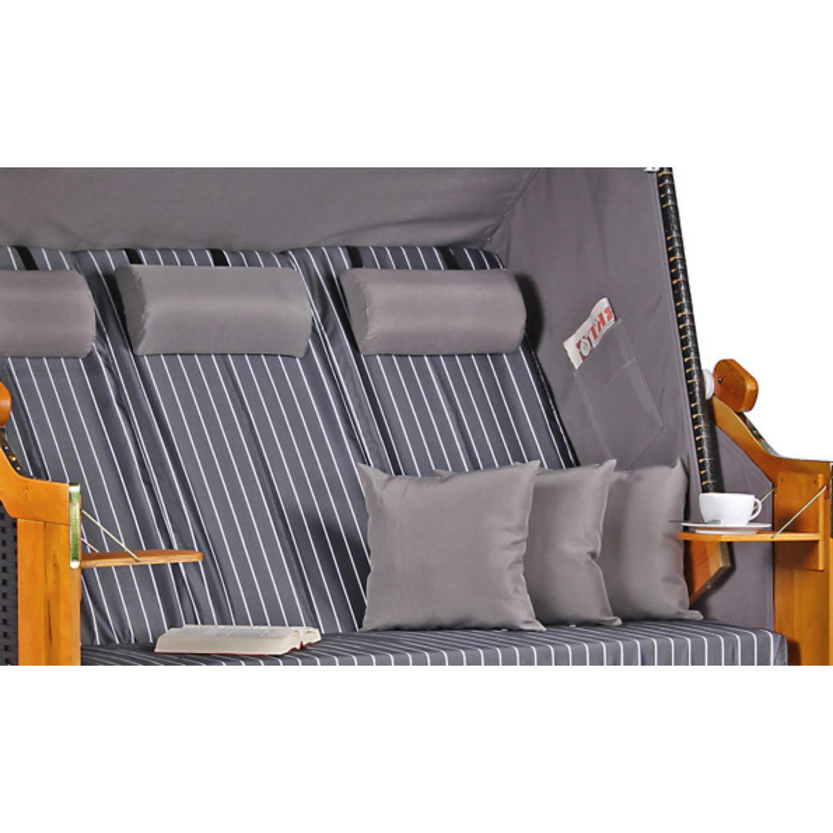 STRANDKORB XXL Ostsee 3Sitzer PE Schwarz - Braun/Grau, Metall (160/160/80cm) - Mr. Deko