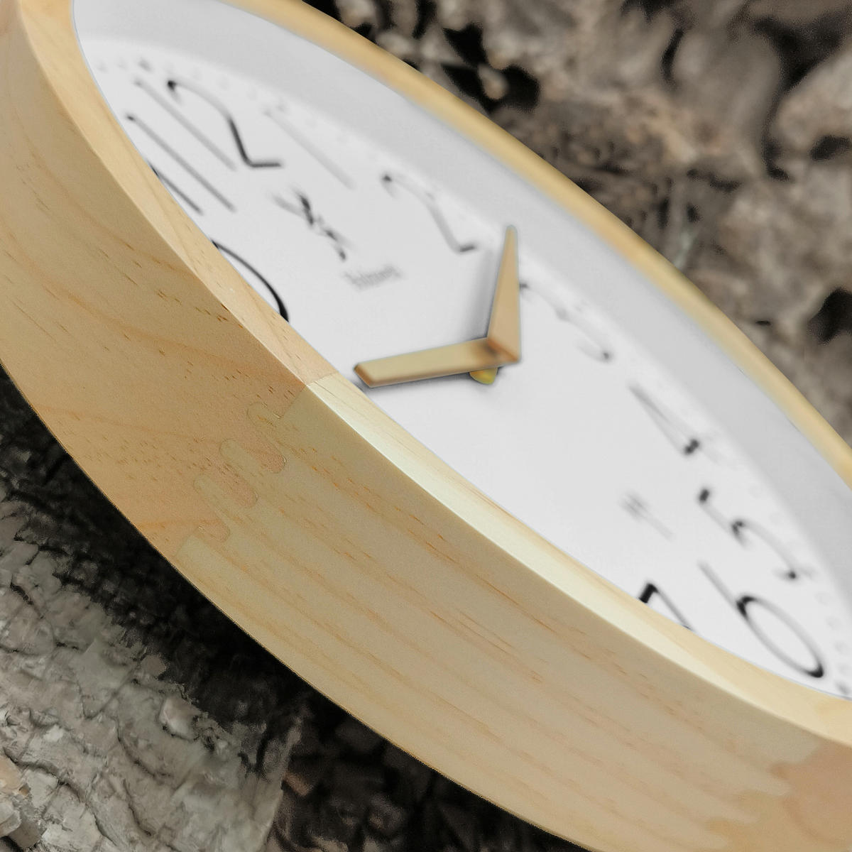 WANDUHR Holz Designer NIENBURG (FUNK) Loft Wand Uhr, beige, weiß - Beige/Schwarz, Glas/Holz (30/30/4.2cm) - Holzwerk