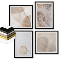 WANDBILDER 4er-Set - 50x50 cm & 40x60 cm Schwarzer Rahmen - Designabstraktion, Naturinspiration - Schwarz, Kunststoff (50/50cm) - ArtPrintCave
