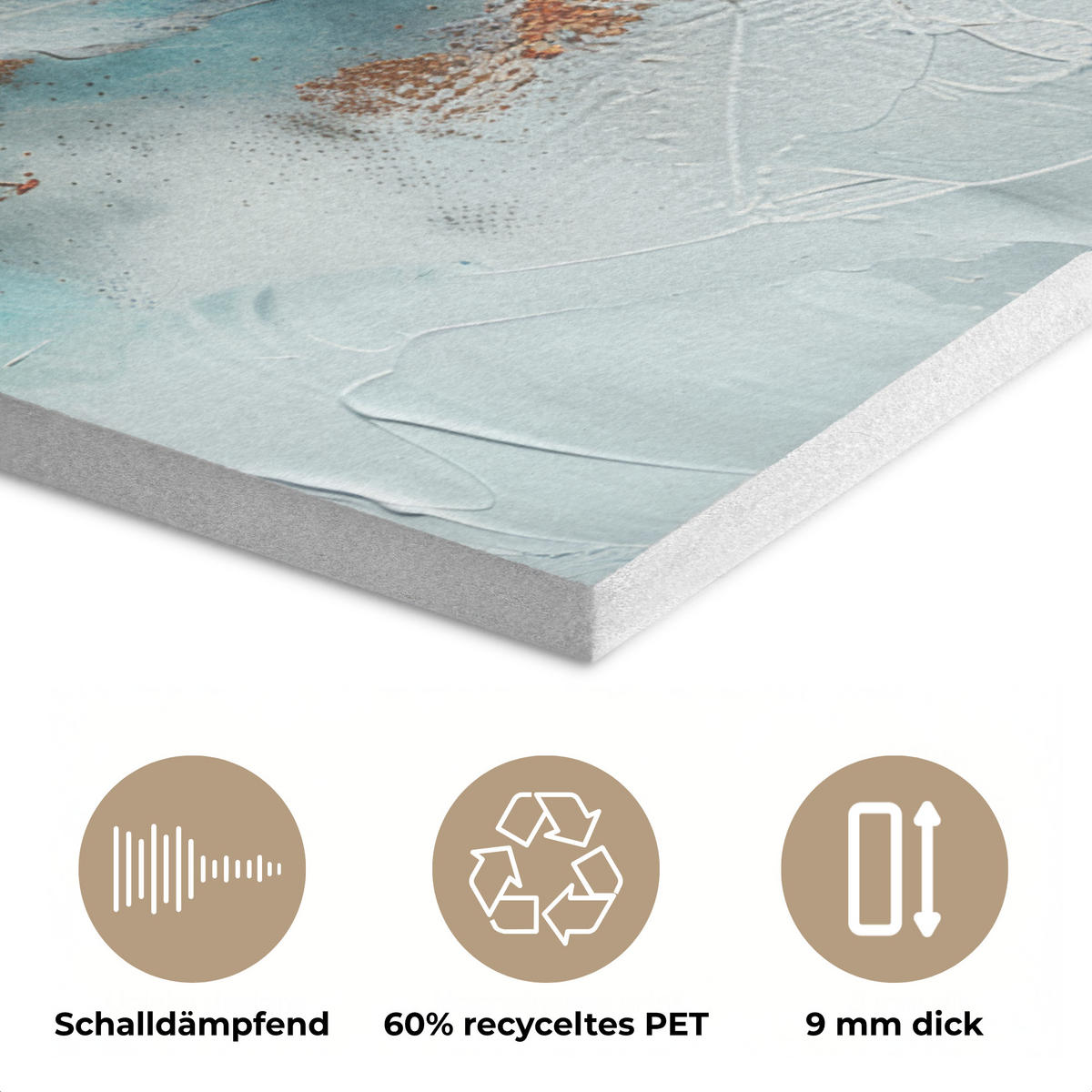 AKUSTIKPANEEL Abstrakt - Kunst - Gold - Blau 80x60 cm - Petrol, Textil (80/0.9/60cm) - MuchoWow