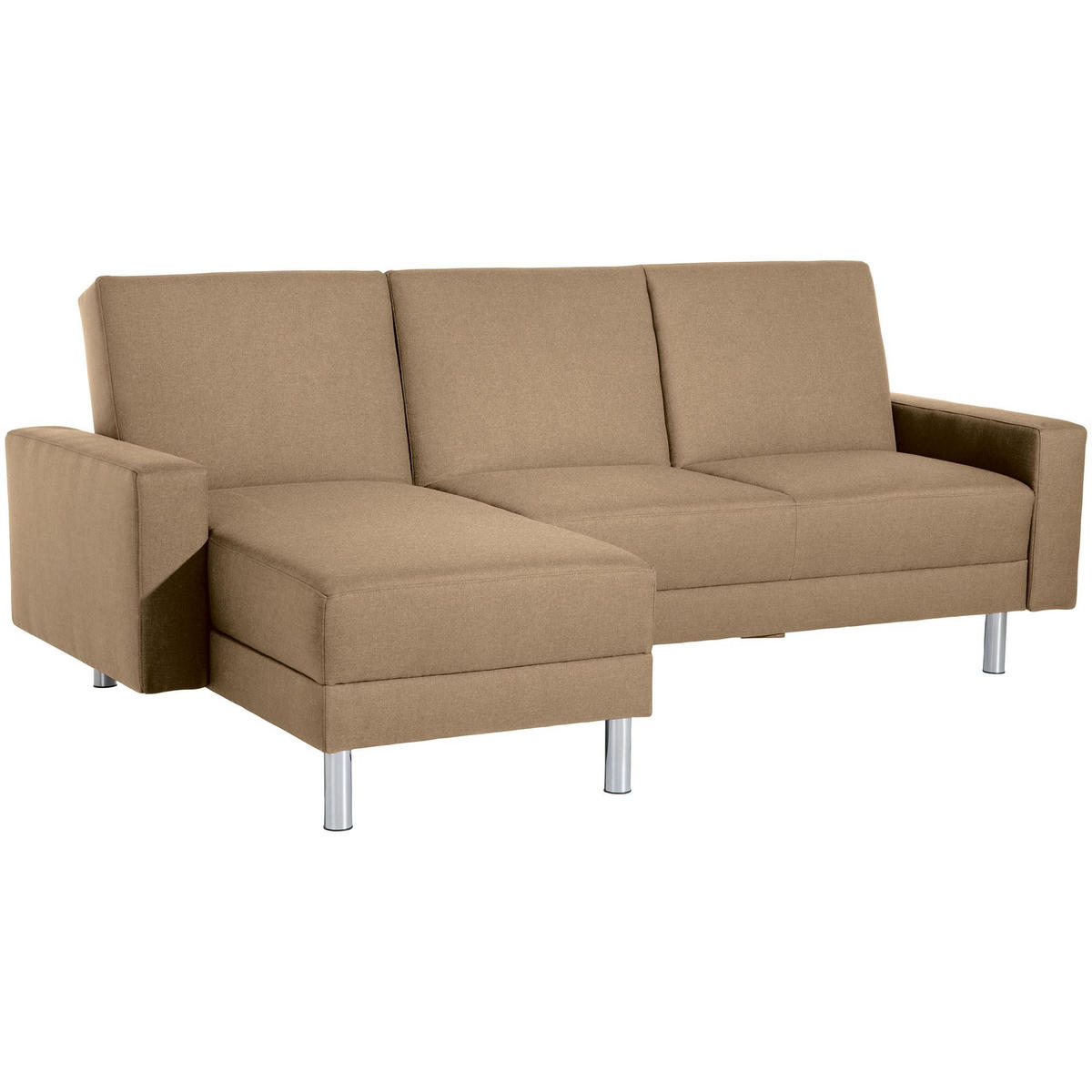 FUNKTIONSSOFA mit Hocker Katryna Flachgewebe sand - Sandfarben, Kunststoff (144/92/230cm) - 58aufmkessel