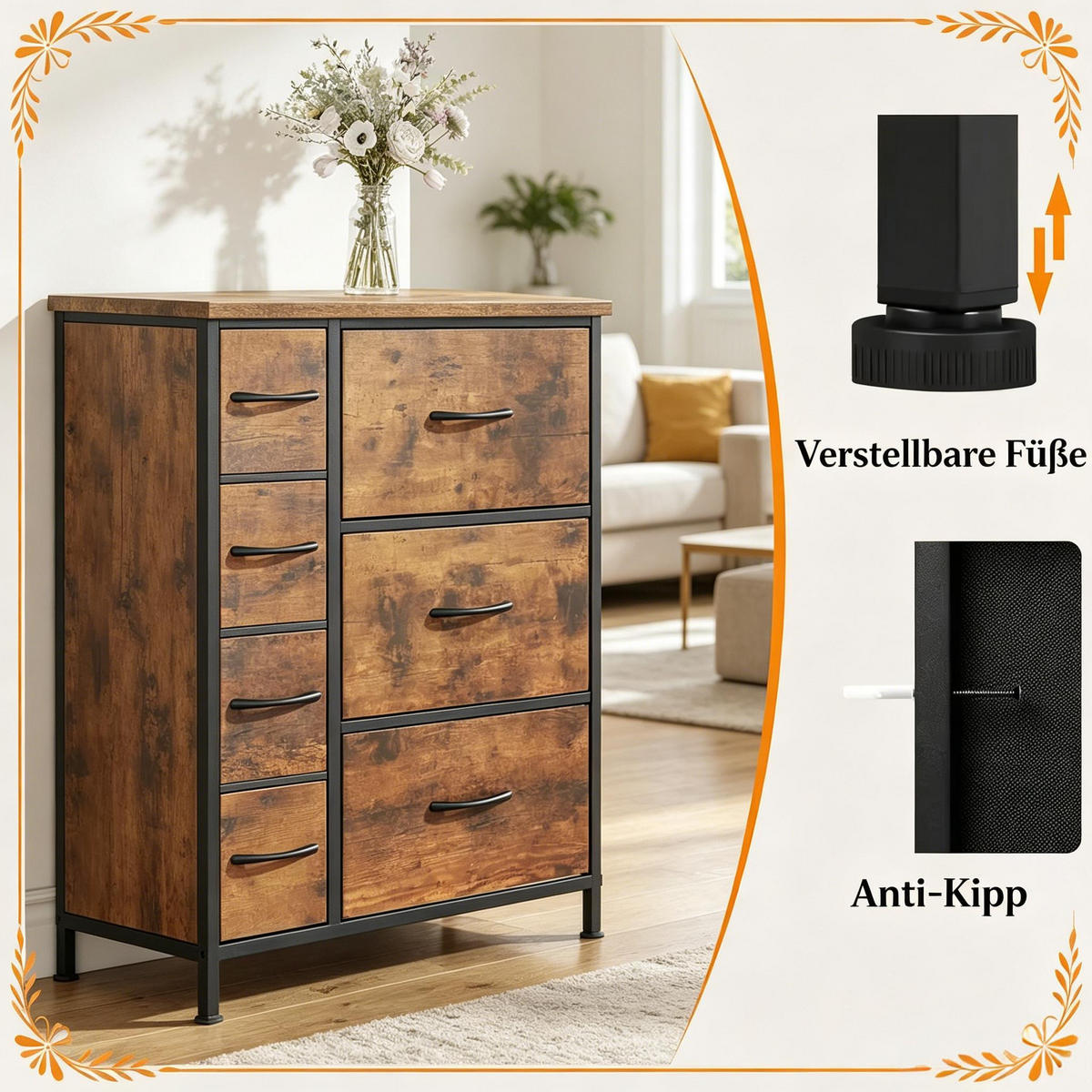 SIDEBOARD Rustikalbraun 63.5/30/73 cm - Wildeiche, Holz (63.5/73/30cm) - PANGIVO