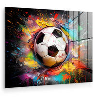 ACRYLGLASBILD Fußball - Farbe - Farben - Schwarz - Weiß 80x60 cm - Weiß, Glas (80/60cm) - MuchoWow