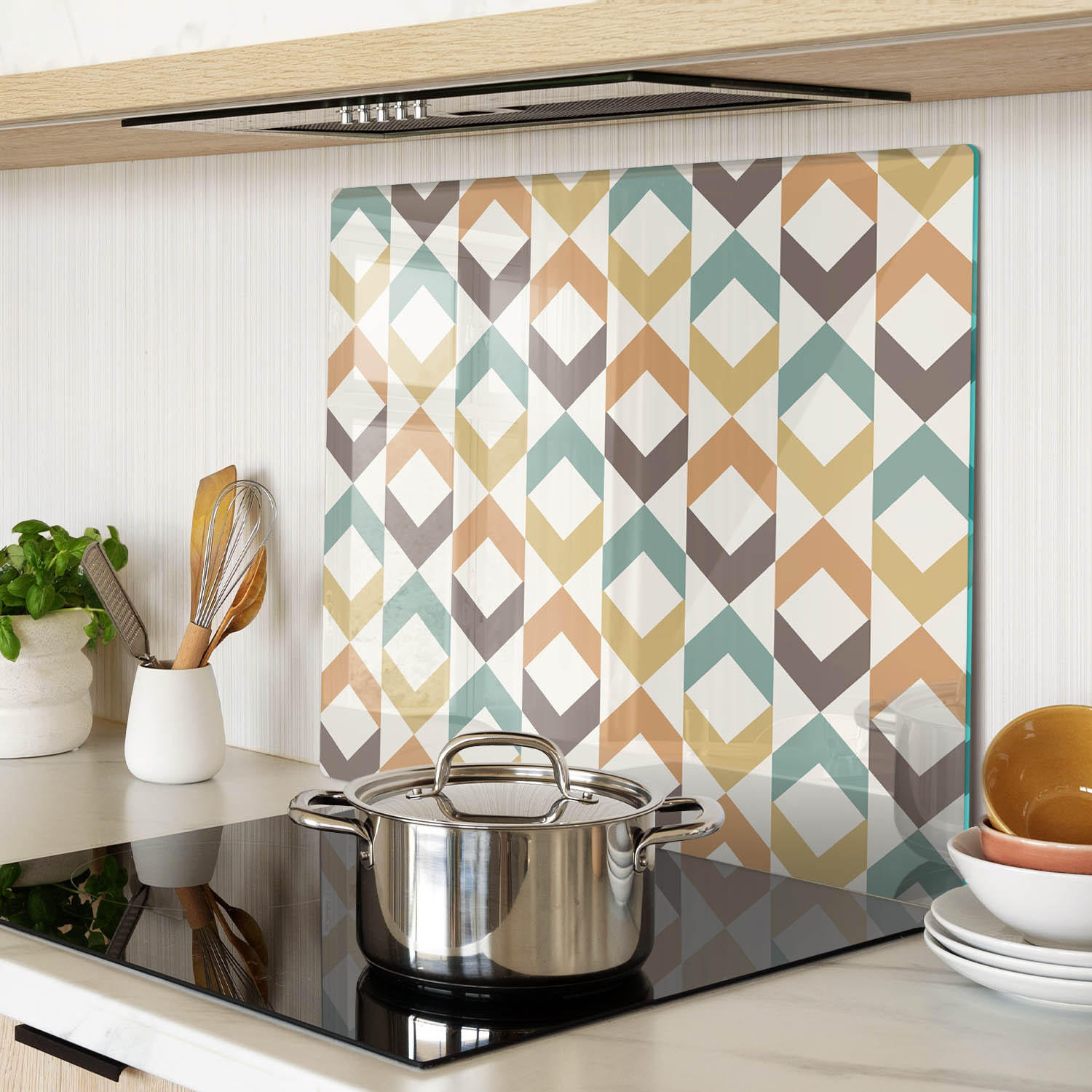 GLASPLATTE 60x52 cm Retro-Hintergrund - Multicolor, Glas (60/0.4/52cm) - TULUP