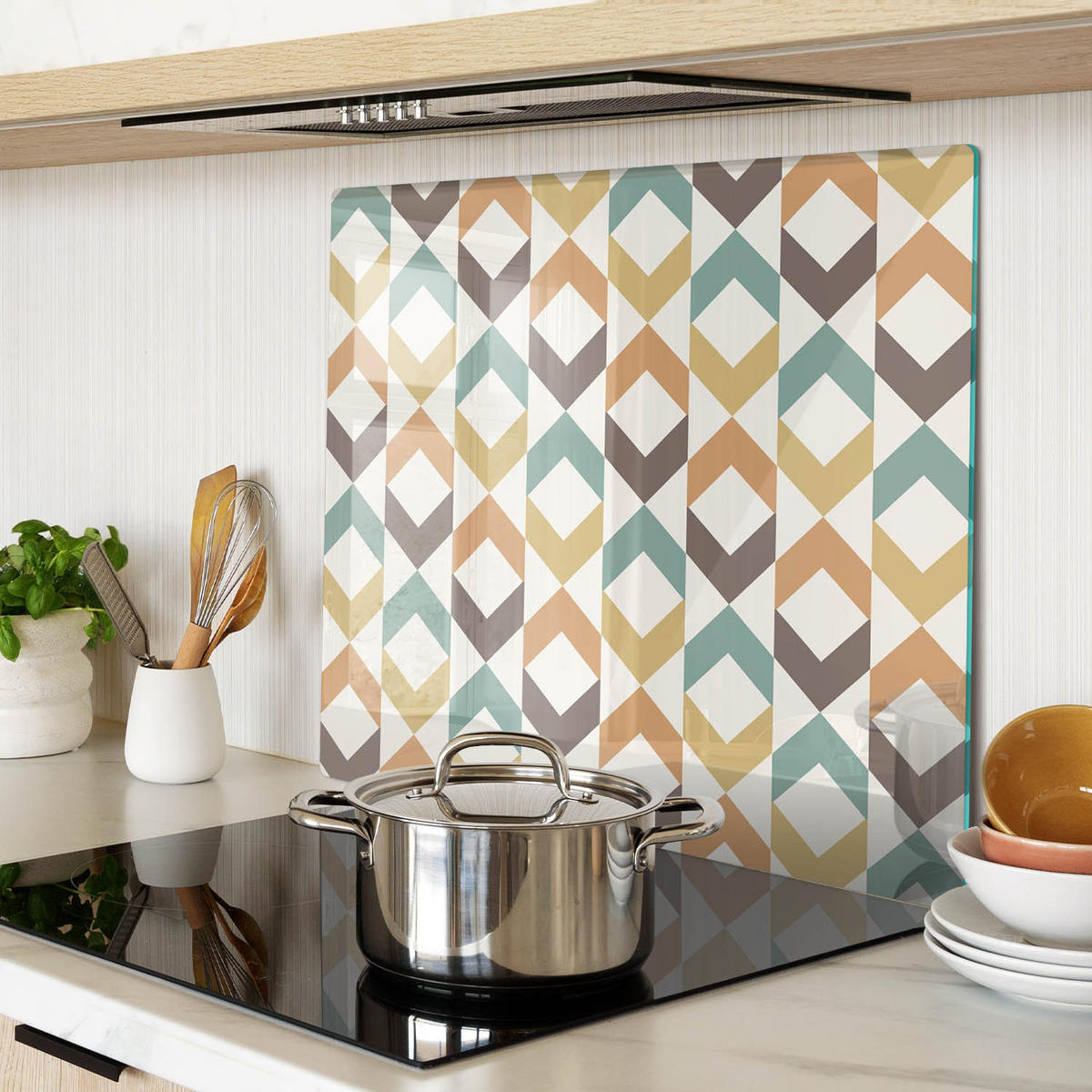GLASPLATTE 60x52 cm Retro-Hintergrund - Multicolor, Glas (60/0.4/52cm) - TULUP