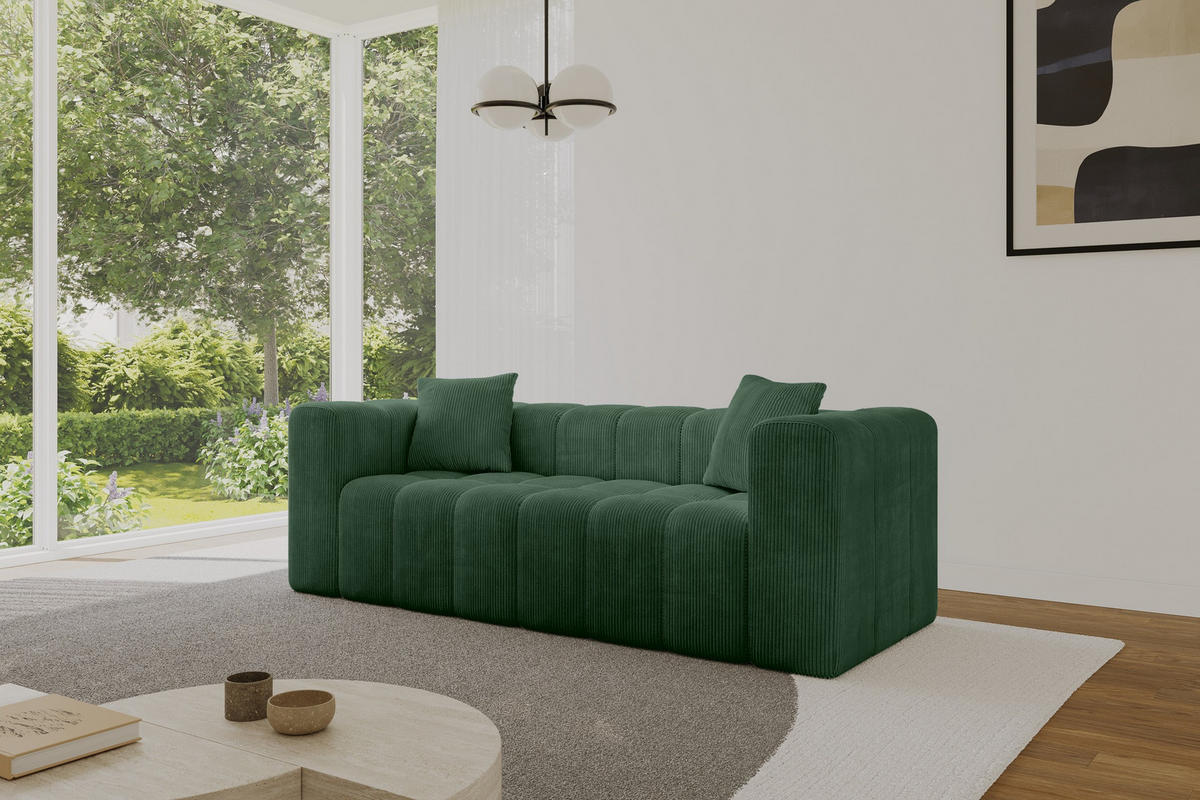 POHOVKA 2-MÍSTNÁ DONY-2 232x90x71 cm Zelená Manšestr - černá/zelená barva, kompozitní dřevo/textil (232/71/90cm) - ALTDECOR