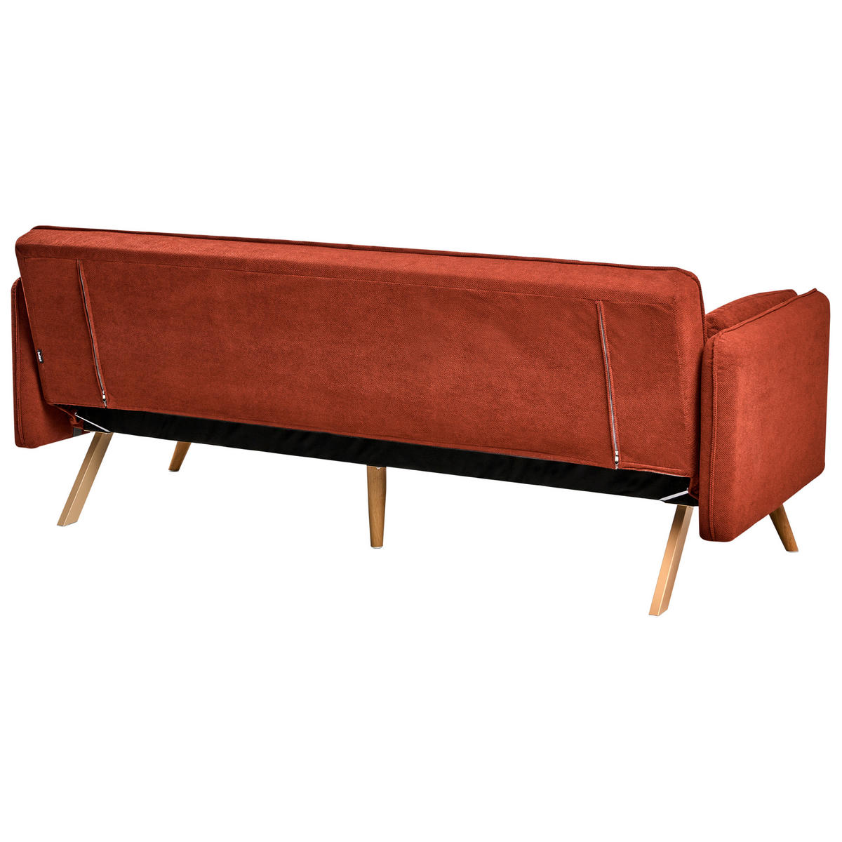 SCHLAFSOFA Stoff Rot Asaa - Rot/Braun, Textil (205/76/80cm) - Beliani