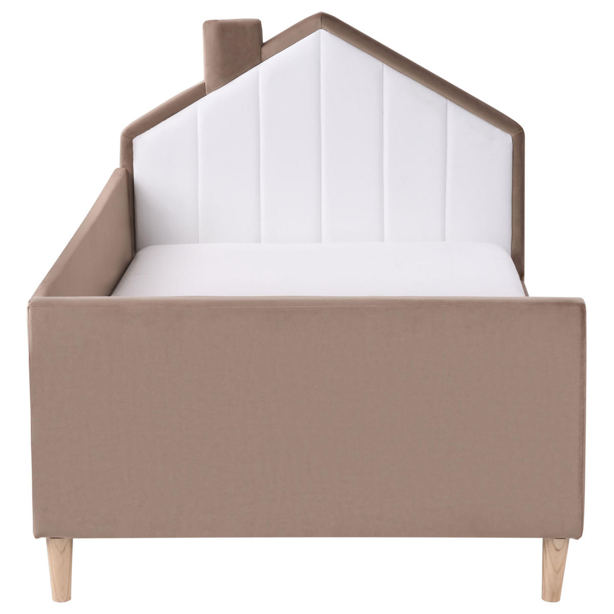 KINDERBETT 90x200 cm Braun Kervan - Hellbraun, Textil (90/200cm) - Beliani