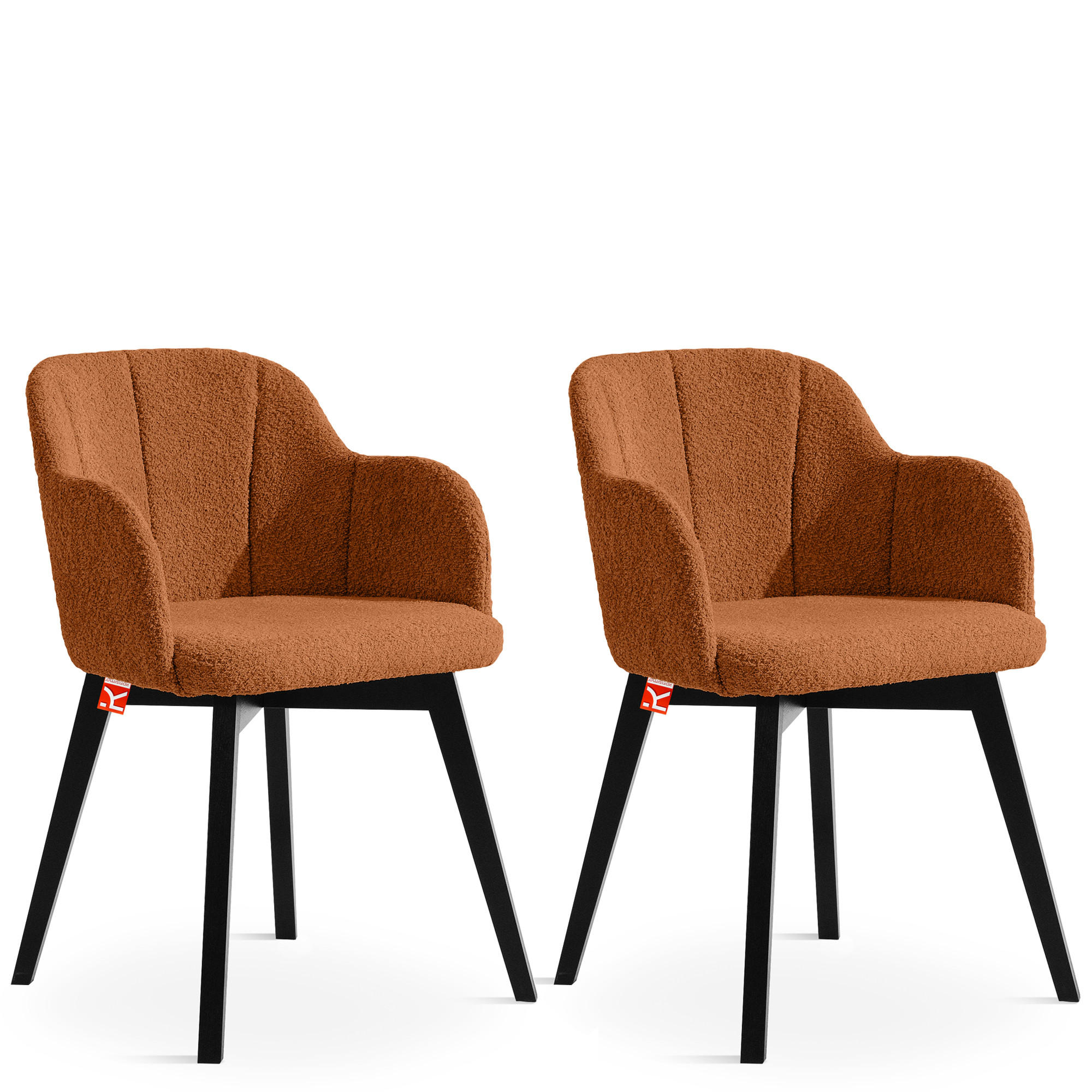 POLSTERSTUHL LONIS Esszimmerstühle 2er Set - Rot/Schwarz, Holz/Textil (55/82/54cm) - KONSIMO®