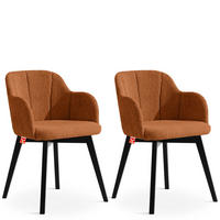 POLSTERSTUHL LONIS Esszimmerstühle 2er Set - Rot/Schwarz, Holz/Textil (55/82/54cm) - KONSIMO®