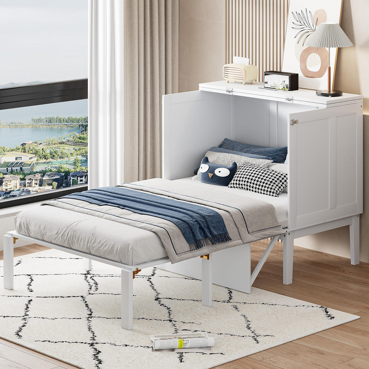 SCHRANKBETT 90/200 cm weiß mit Lattenrost und Stauraum - Weiß, Holz (90/200cm) - OKWISH