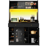 ANRICHTE Hochschrank 120/40/180 cm aus MDF und Holzwerkstoff mit LED-Beleuchtung Schwarz - Schwarz, Holzwerkstoff (120/180/40cm) - Modenvie