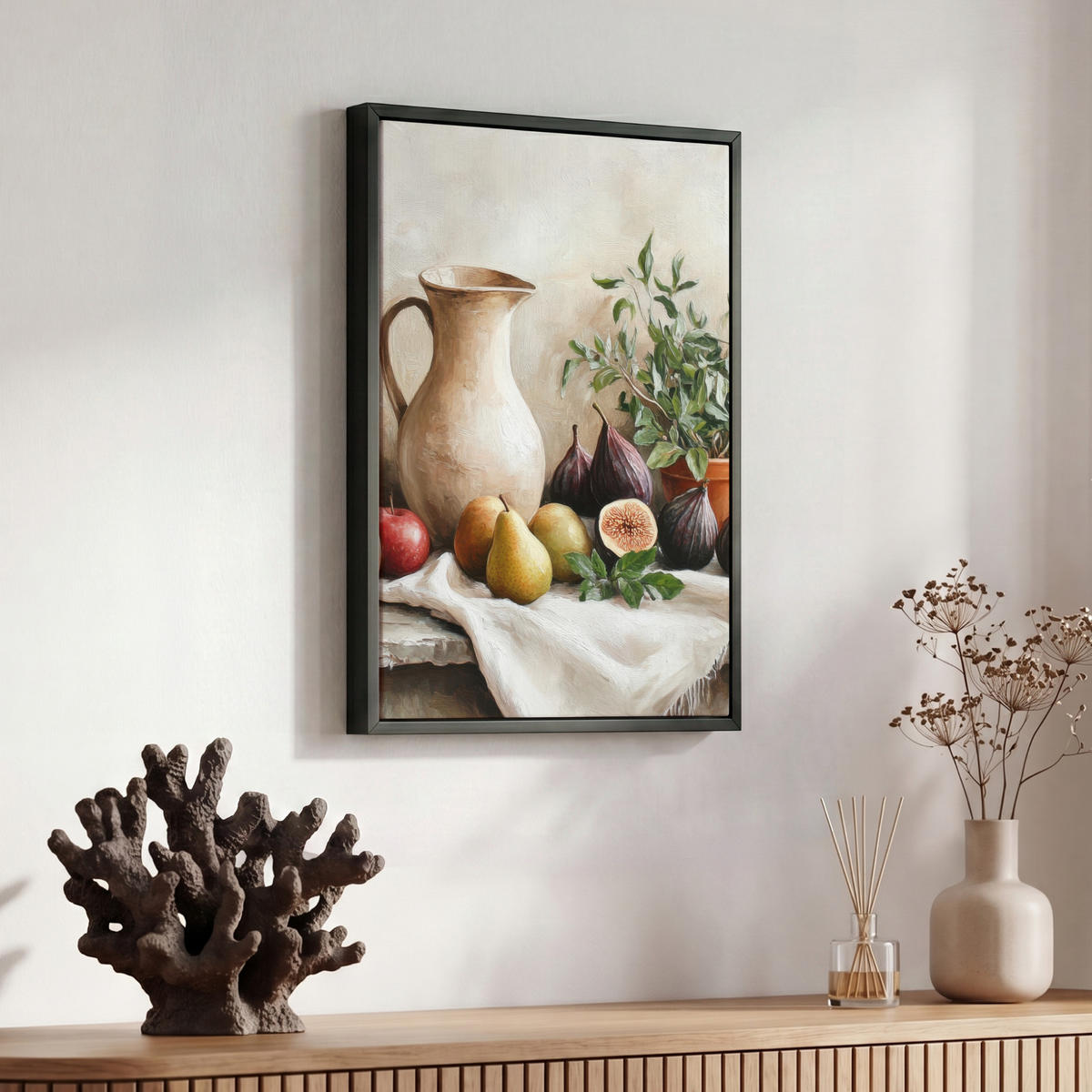 LEINWAND Bilder mit Rahmen - Obst - Kräuter - Ländlich - 30x40 - Naturfarben, Textil (30/40cm) - MuchoWow