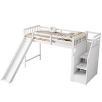 HOCHBETT 90/200 cm Weiß aus Kiefernholz und MDF mit Rutsche - Weiß, Holzwerkstoff (90/200cm) - OKMYHOME