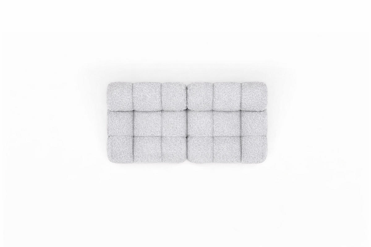 COUCH, 2-Sitzer Modular, Bouclé-Stoff Abriamo, Hellgrau, Selia - Hellgrau, Holz (190/70/95cm) - Kaiser Möbel