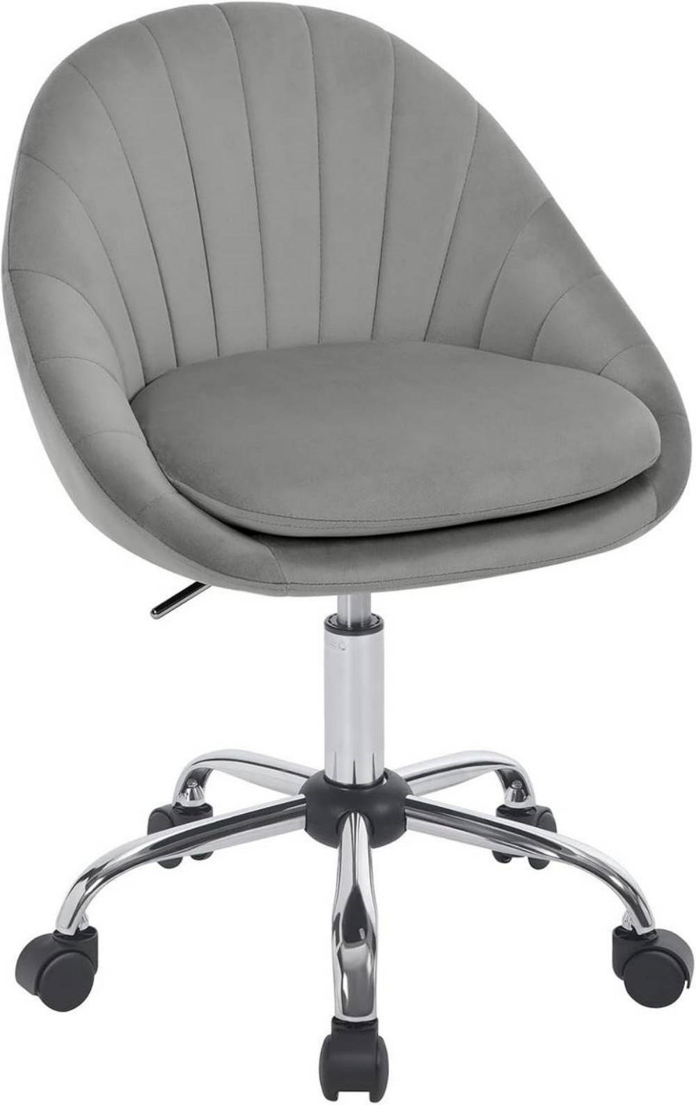 DREHSTUHL ergonomisch, Schminkstuhl, Samt, Hellgrau - Hellgrau/Schwarz, Textil/Metall (52/72/48cm) - Woltu