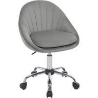 DREHSTUHL ergonomisch, Schminkstuhl, Samt, Hellgrau - Hellgrau/Schwarz, Textil/Metall (52/72/48cm) - Woltu