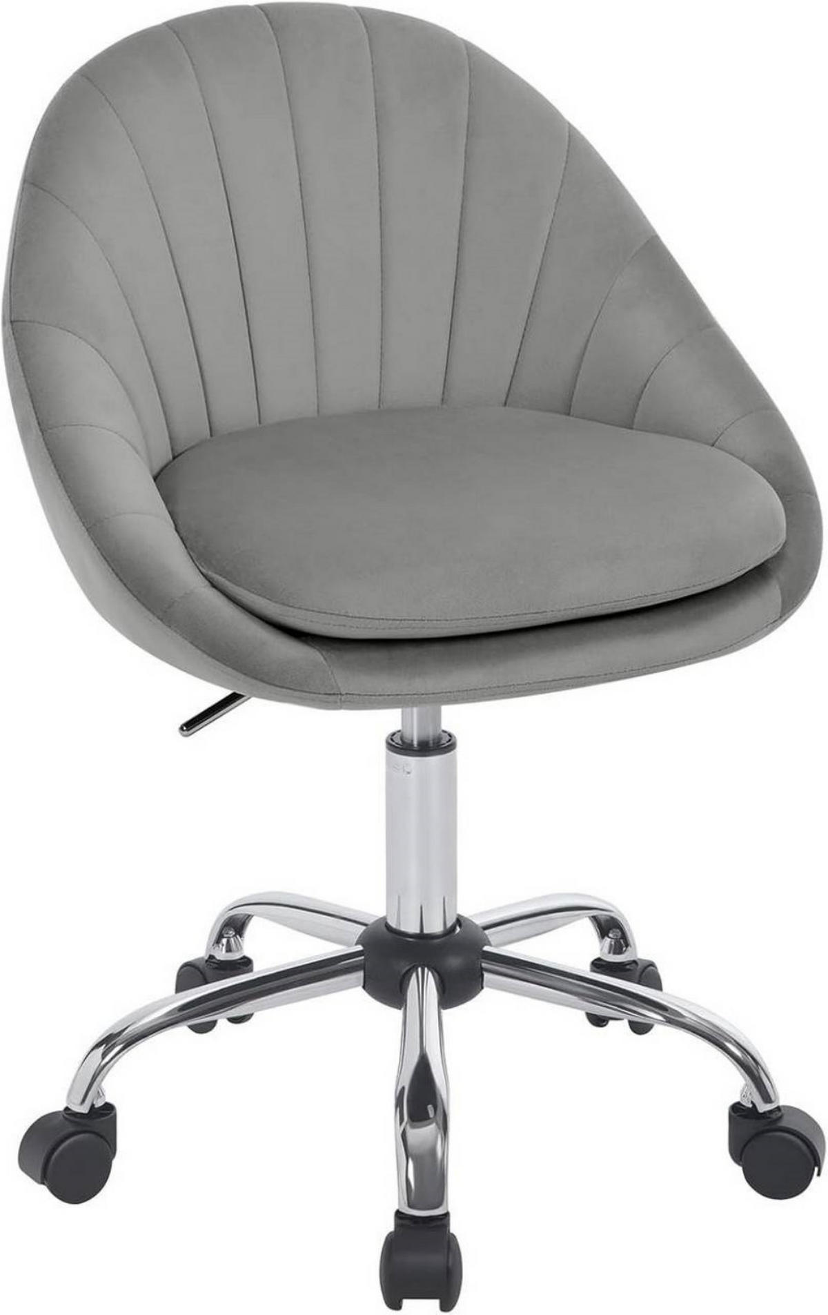 DREHSTUHL ergonomisch, Schminkstuhl, Samt, Hellgrau - Hellgrau/Schwarz, Textil/Metall (52/72/48cm) - Woltu