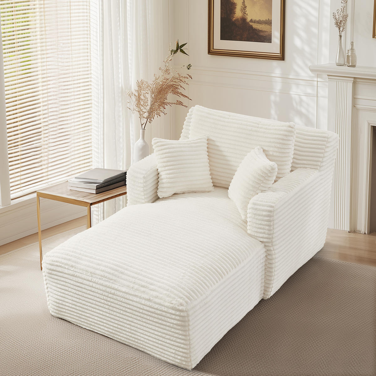 SOFA Cord Creme - Creme, Textil (100/82/166cm) - WISHDOR