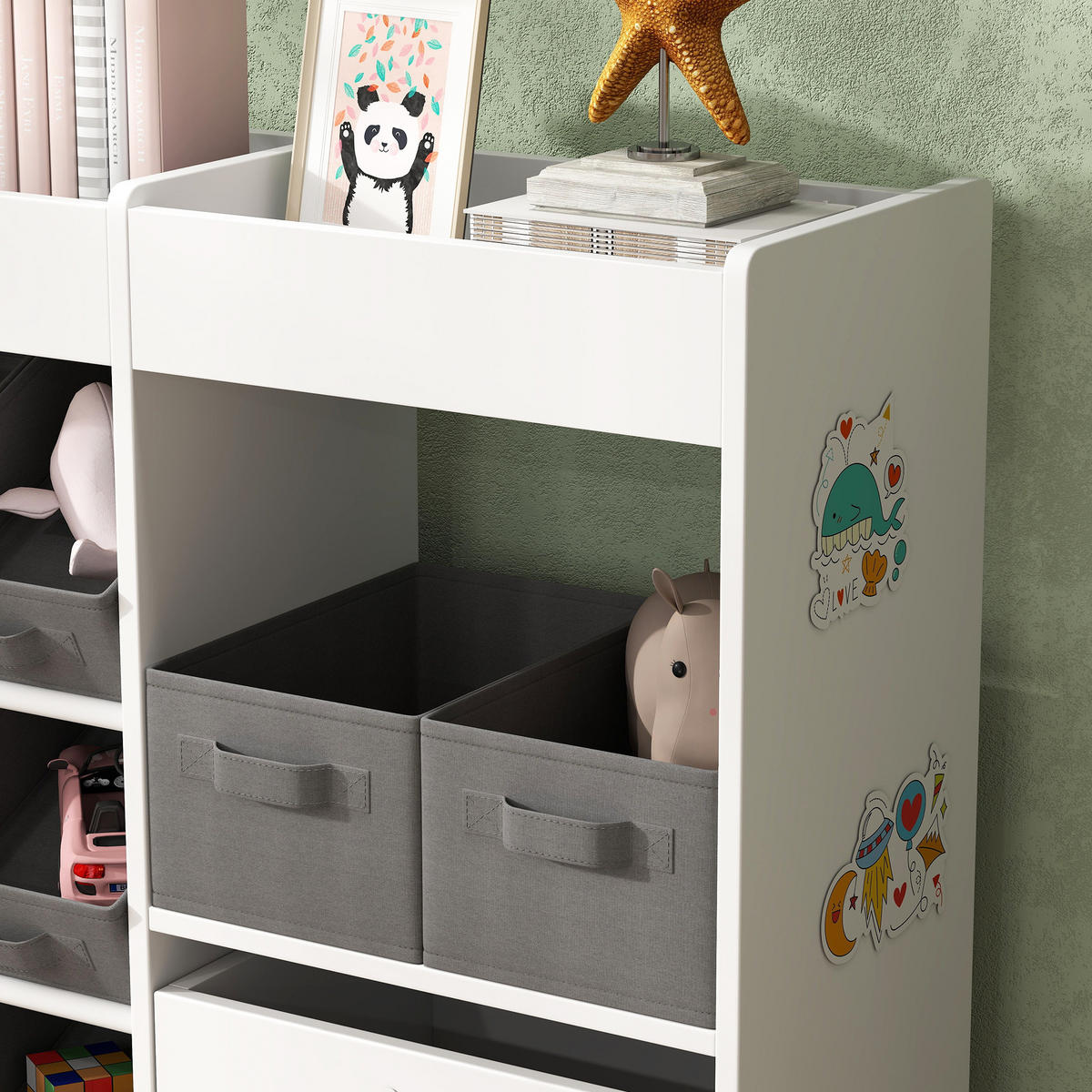 KINDERREGAL DE-17252 11 Aufbewahrungsboxen & Schrankfach Weiß - Weiß, Naturmaterialien (105/80/30cm) - ComfortXL