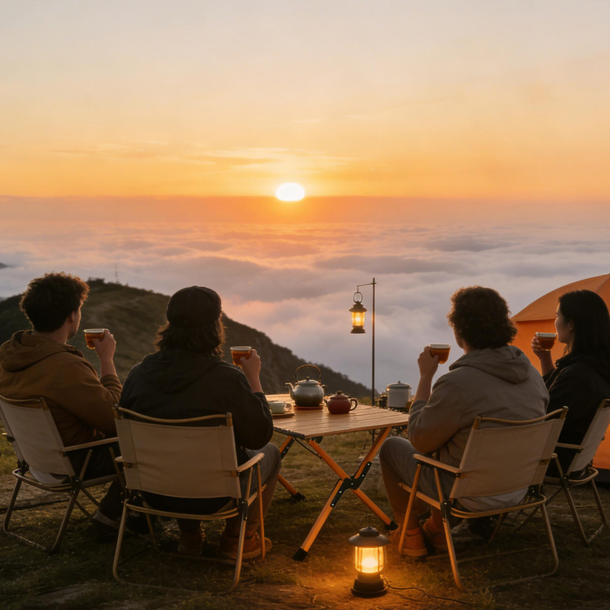 CAMPINGTISCH - Hellbraun, Kunststoff/Metall (60/90/44cm) - Relaxdays