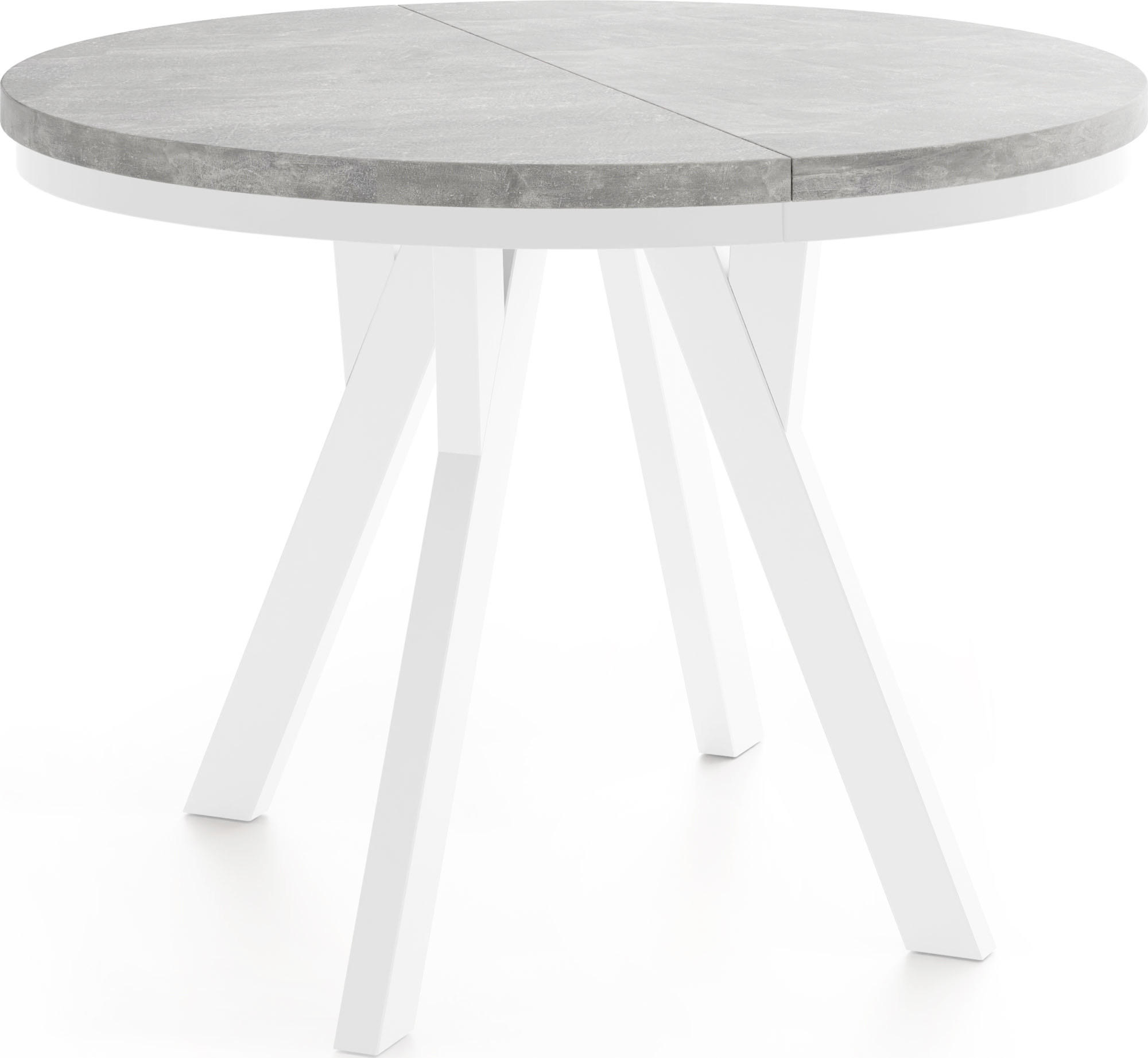 ESSTISCH Strato Black runder ausziehbarer, Beton grau 90-190/90/77 cm - Hellgrau/Weiß, Holz/Holzwerkstoff (90/90/77cm) - WFL GROUP