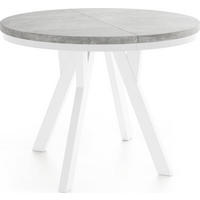 ESSTISCH Strato Black runder ausziehbarer, Beton grau 80-160/80/77 cm - Hellgrau/Weiß, Holz/Holzwerkstoff (80/80/77cm) - WFL GROUP