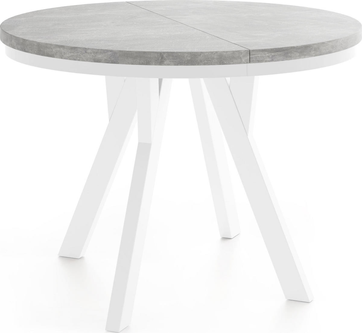 ESSTISCH Strato Black runder ausziehbarer, Beton grau 80-160/80/77 cm - Hellgrau/Weiß, Holz/Holzwerkstoff (80/80/77cm) - WFL GROUP