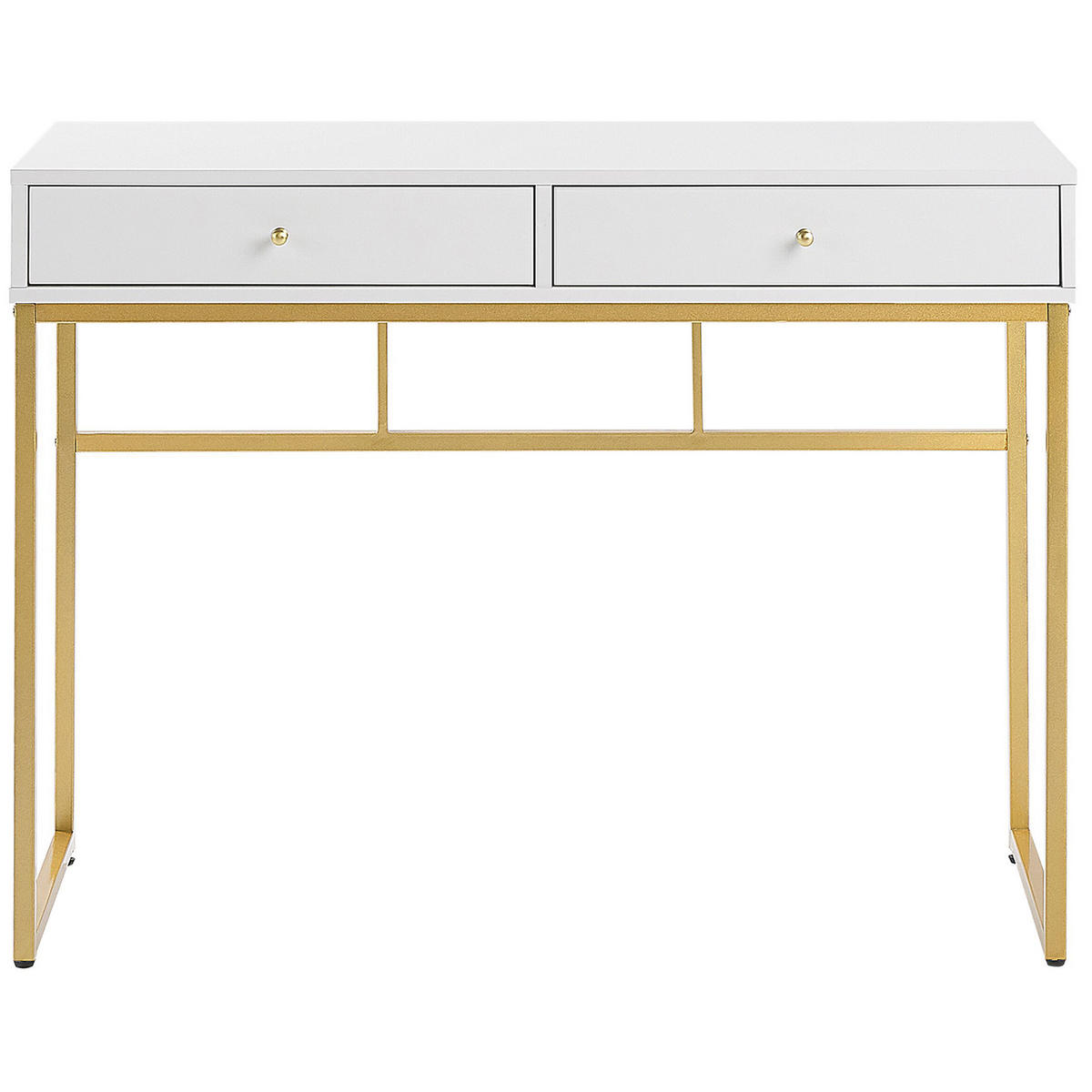 SCHREIBTISCH weiß/gold 100/48/79 cm Daphne - Weiß, Holzwerkstoff (48/100/79cm) - Beliani