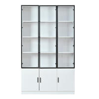 VITRINE LED Glasvitrine Hochschrank 200cm 6 Türen Weiß - Weiß, Holzwerkstoff (120/200/32cm) - FLIEKS