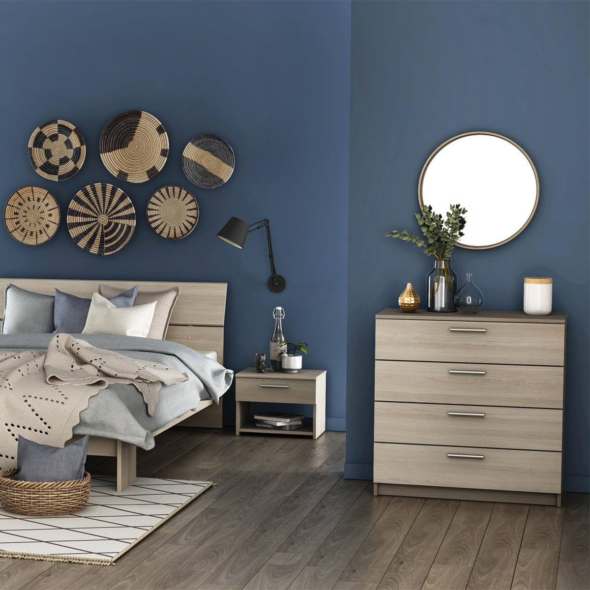 KOMMODE mit 4 Schubladen L79,6 cm, helles Holzdekor - Pricy - Eiche Artisan, Holzwerkstoff (37.9/80.6/79.6cm) - Calicosy