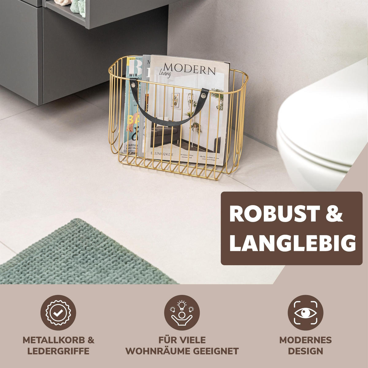 ZEITUNGSSTÄNDER, Gold - Goldfarben, Metall (36/26.5/15.5cm) - eluno