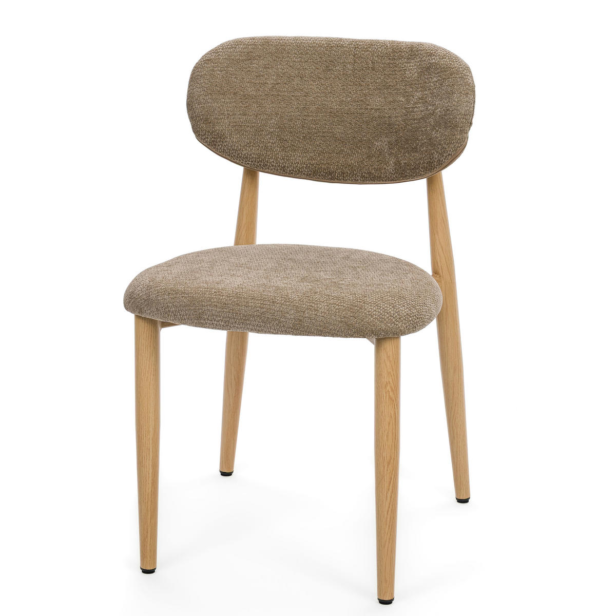 STUHL ALMO gepolstert Beine in Holzoptik - beige - Chenille - Hellbraun/Eichefarben, Textil/Metall (47/77/54cm) - NEW HOME