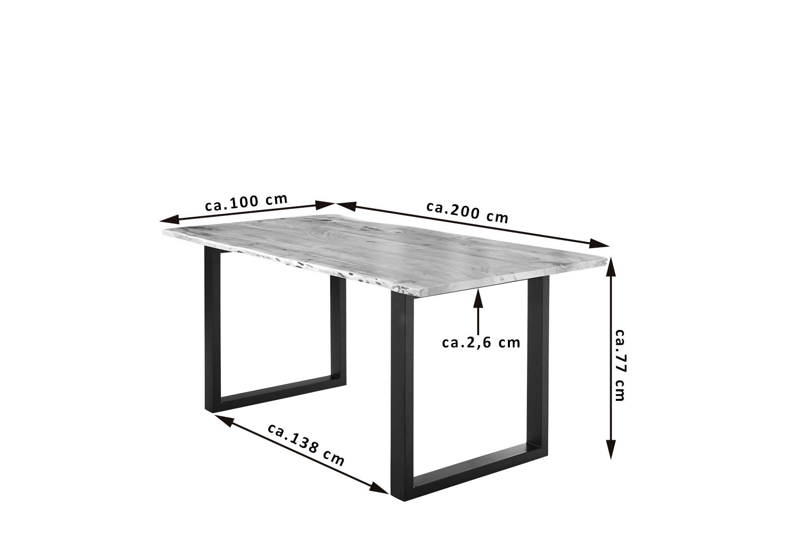 ESSTISCH LUBIN - Beige/Schwarz, Holz/Metall (100/200/77cm) - SAM