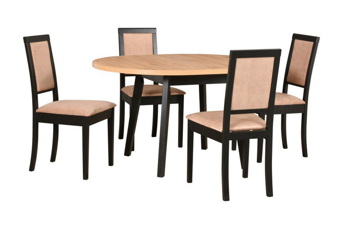 ESSTISCH Oslo 3 L - Schwarz/Eiche Artisan, Holz (100/100/75cm) - Leaf Design
