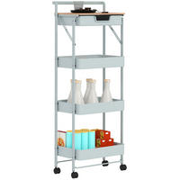 SERVIERWAGEN DE-12452 4 Ebenen mit Schublade und Plateau Grün - Grün, Kunststoff (29.5/117.5/45cm) - ComfortXL