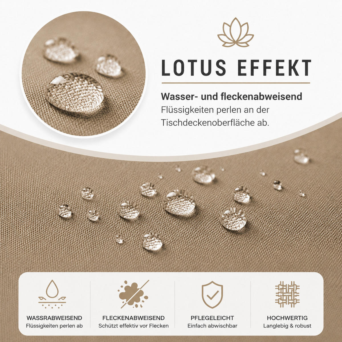TISCHDECKE Leinenoptik 90/90 cm eckig beige natur - Naturfarben, Kunststoff (90/90cm) - TiborTex