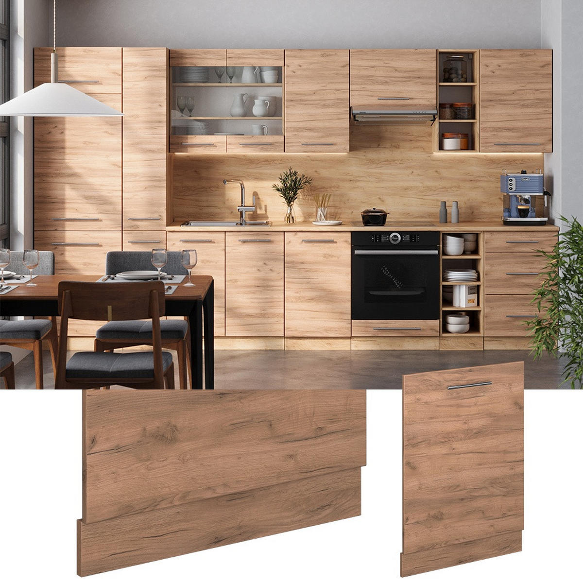 ČELNÍ PANEL MYČKY Fame-Line Zlatý mocný dub 60 cm bez pracovní desky - medově dubová, kompozitní dřevo (60/81.8/1.6cm) - Vicco