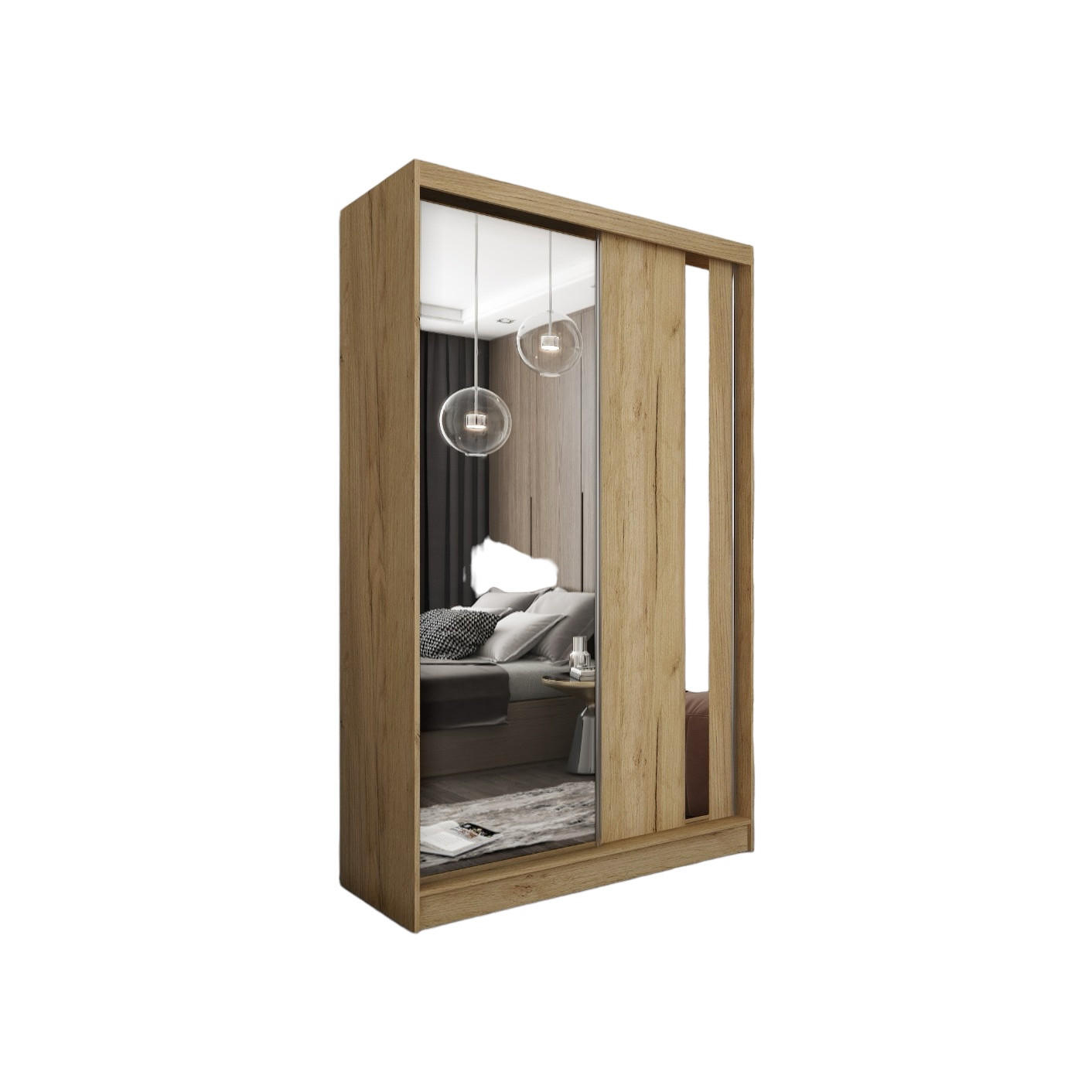 SCHWEBETÜRENSCHRANK Gabo 150 cm mit Spiegel, 2-türig, artisan - Braun, Kunststoff (150/216/61cm) - Margaret Hadas24